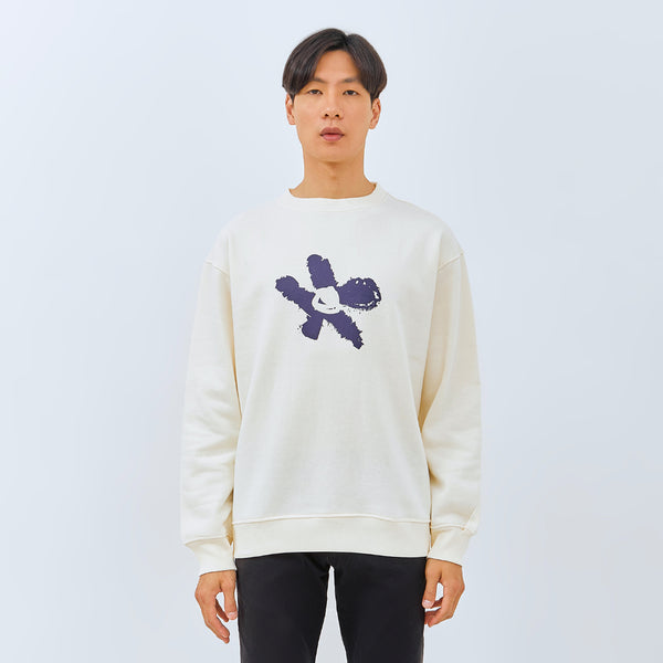 M231 Sweater Crewneck Festive Bleu Panjang Cream 2867C