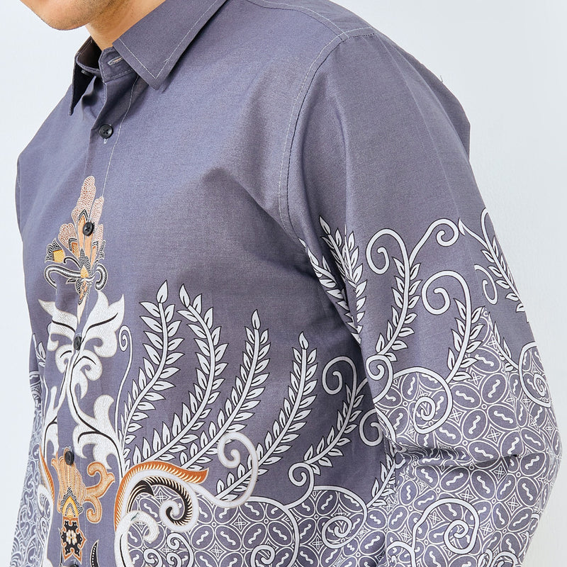 M231 Kemeja Pria Batik Panjang Abu Tua 3141B