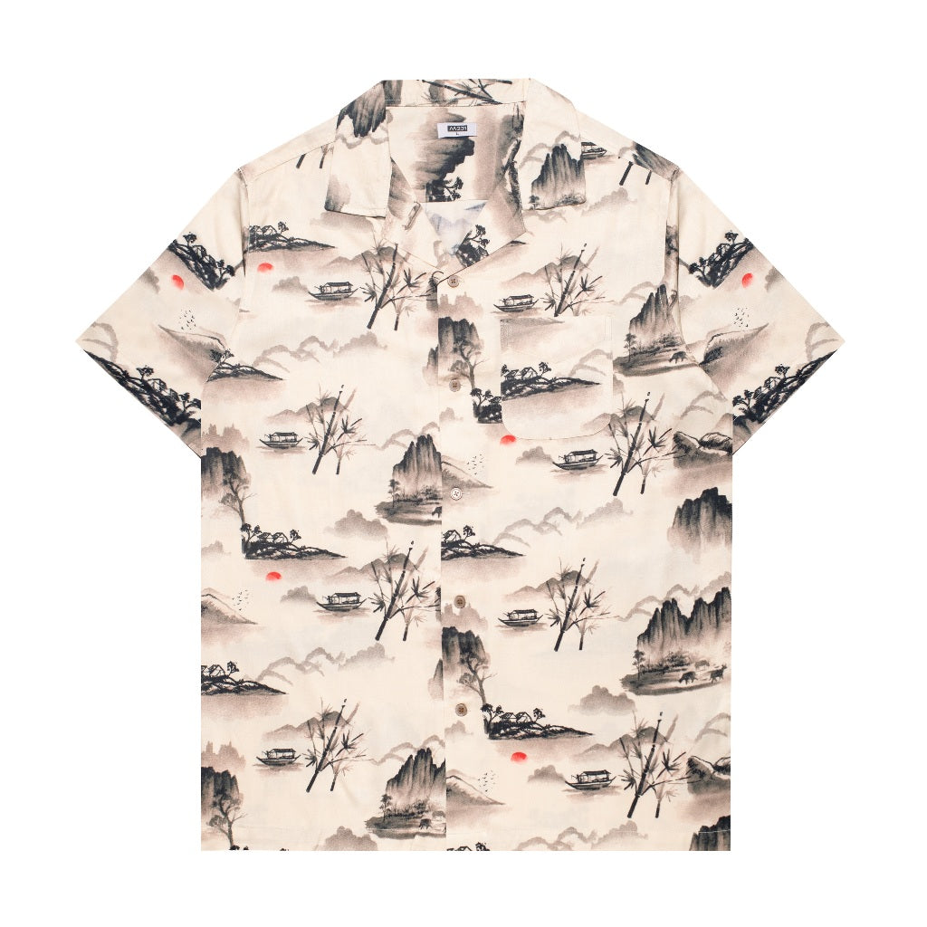 M231 Kemeja Pria Printing Hawaii Pendek 0130