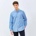 M231 Kemeja Pria Stripe Panjang Biru 3137A