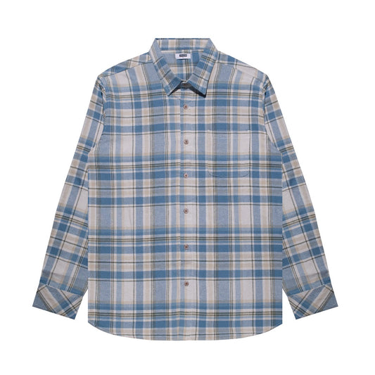 M231 Kemeja Pria Flannel Panjang Biru 0033