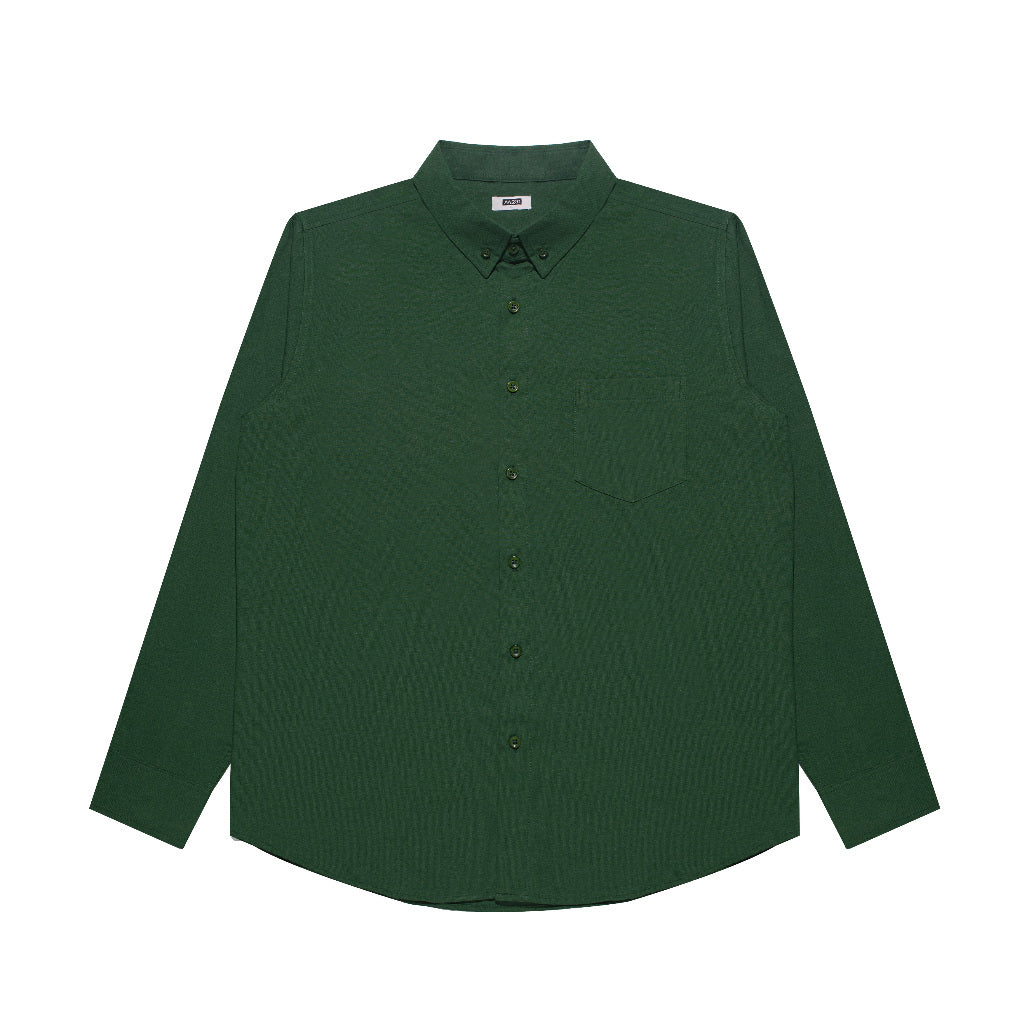M231 Kemeja Pria Basic Polos Oxford Panjang Hijau Botol 1456W