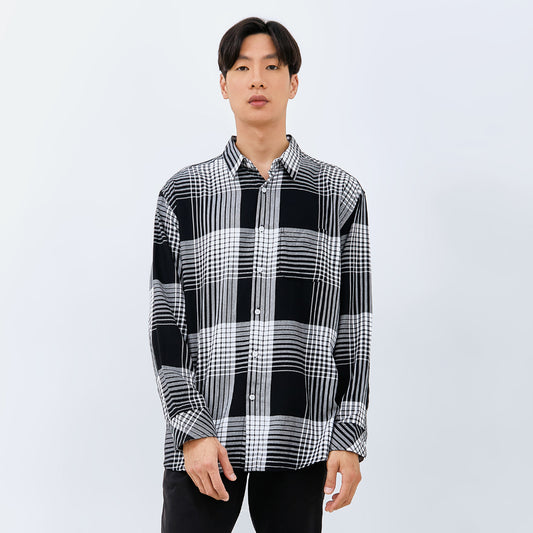 M231 Kemeja Pria Flannel Panjang Hitam 0083