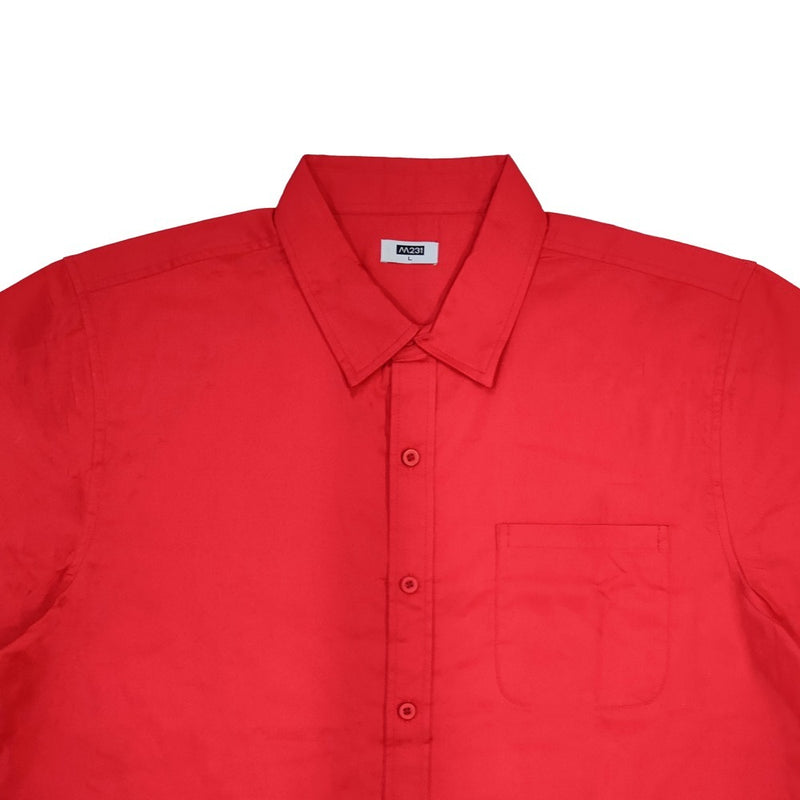 M231 Kemeja Pria Basic Polos Pendek Merah 0211