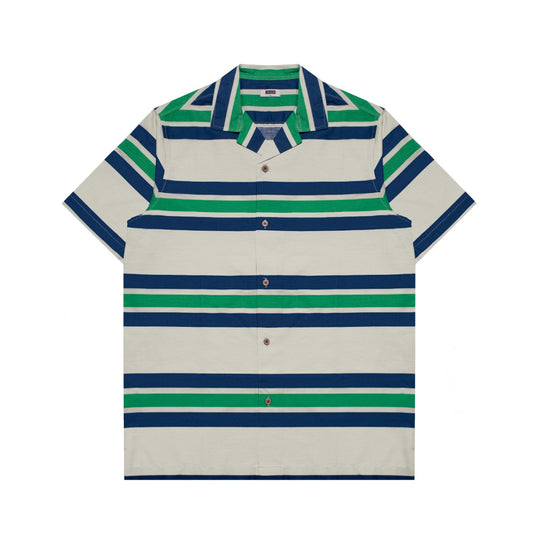 M231 Kemeja Pria Stripe Hawaii Pendek Hijau 3171B
