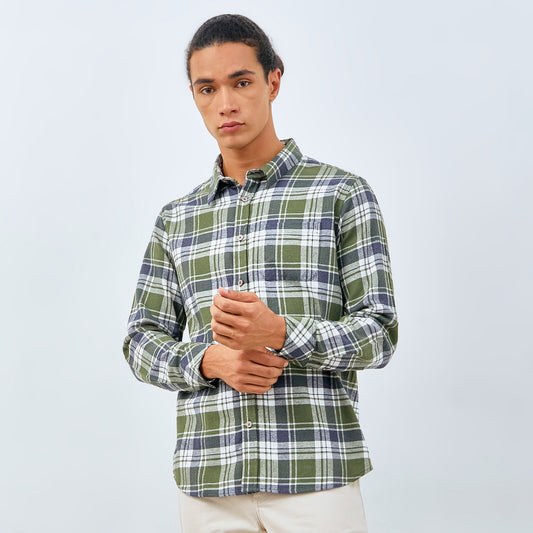 M231 Kemeja Pria Flannel Panjang Hijau 0144
