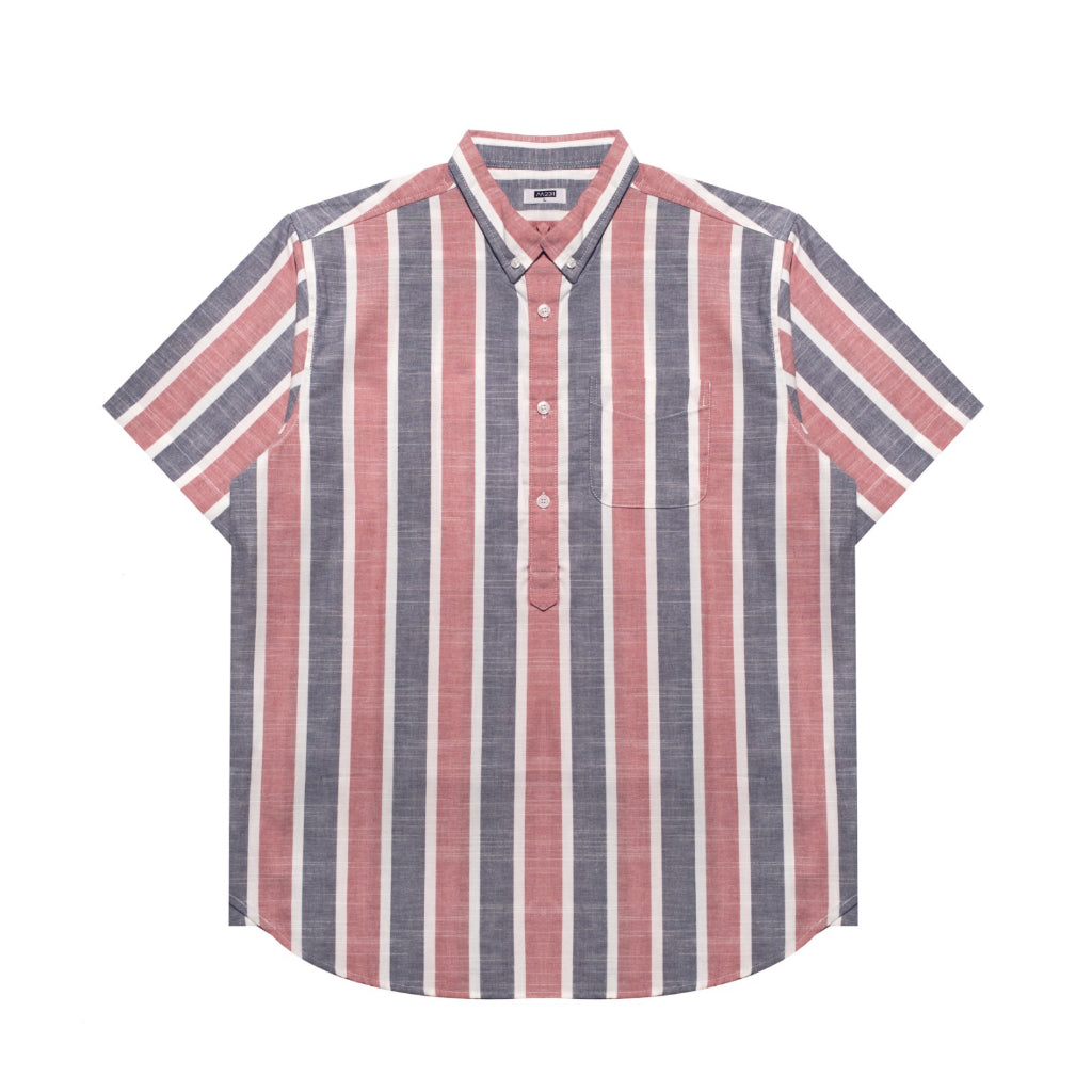 M231 Kemeja Pria Stripe Pendek Maroon 3139A