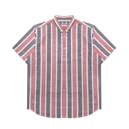 M231 Kemeja Pria Stripe Pendek Maroon 3139A