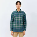 M231 Kemeja Pria Flannel Panjang Hijau Botol 0073