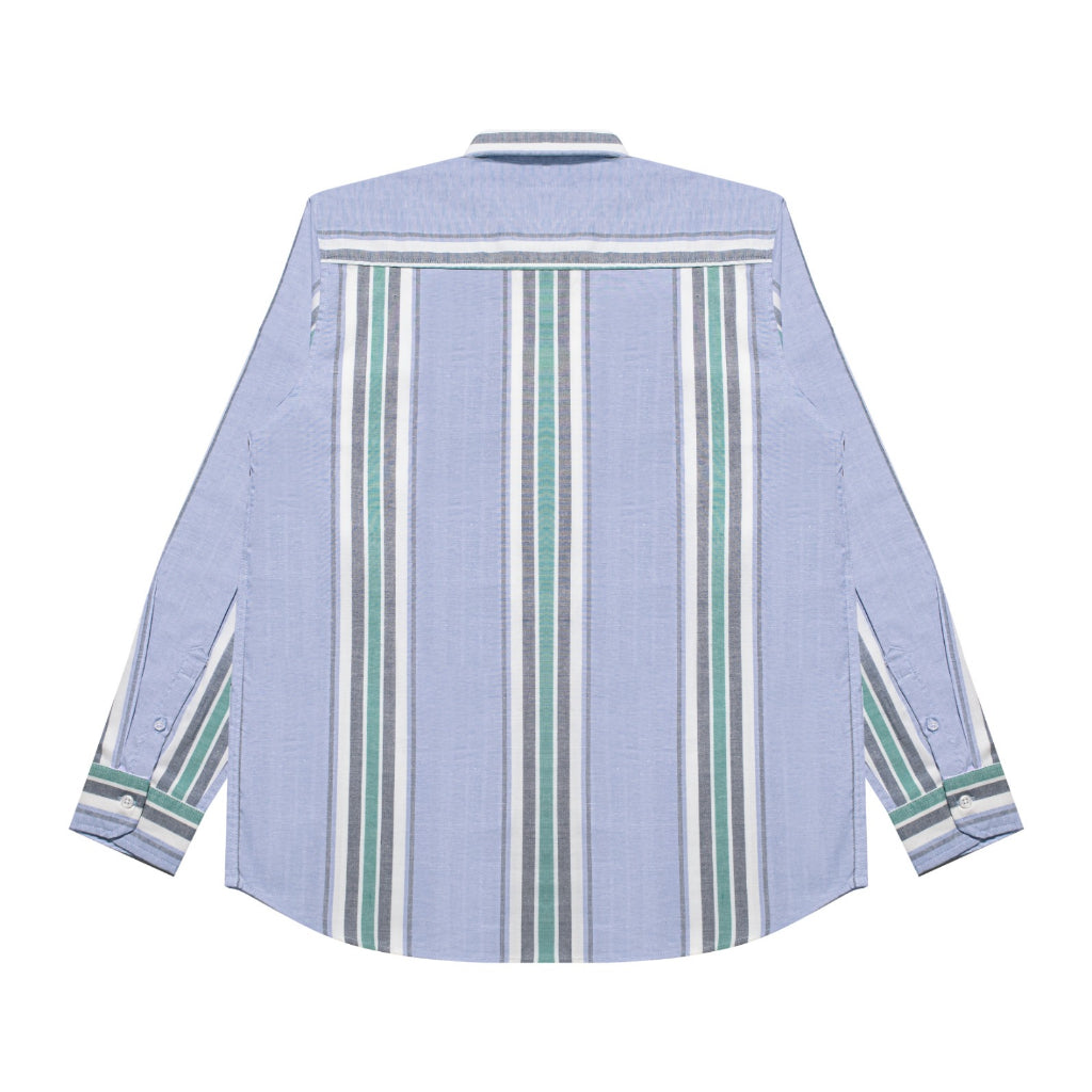 M231 Kemeja Pria Stripe Panjang Biru 3074