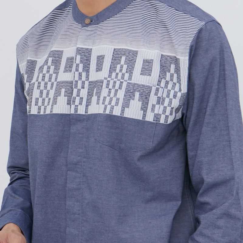 M231 Kemeja Pria Koko Panjang Navy 2504B