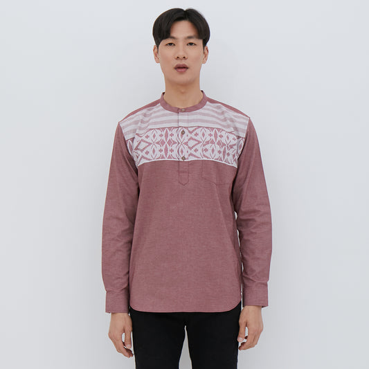 M231 Kemeja Pria Koko Panjang Maroon 2509B