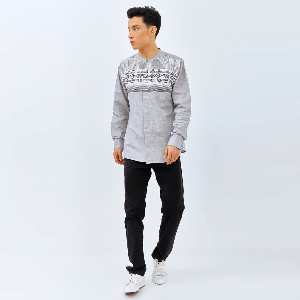 M231 Kemeja Pria Koko Panjang Abu 2809