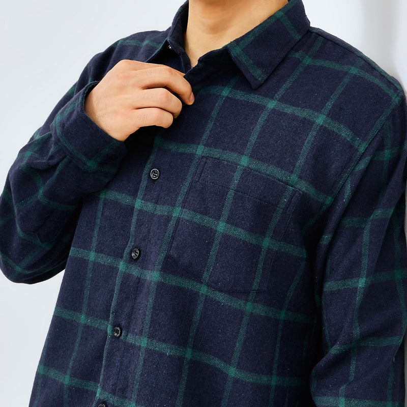 M231 Kemeja Pria Flannel Panjang Navy 2845B