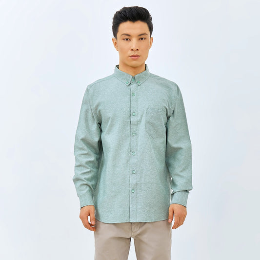M231 Kemeja Pria Basic Polos Oxford Panjang Hijau 1456X