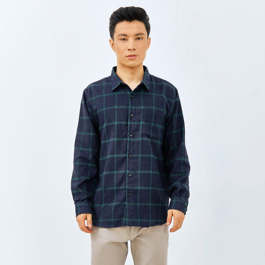 M231 Kemeja Pria Flannel Panjang Navy 2845B